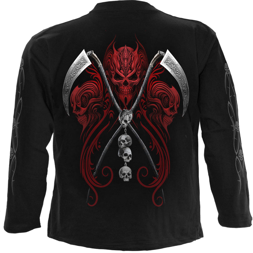 Spiral Unisex Long Sleeve T-Shirt: Reaperess (Black) (Back & Sleeve Print)