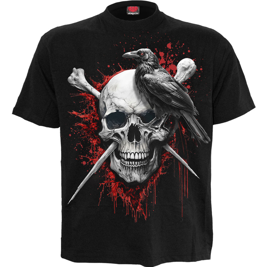 Spiral Unisex T-Shirt: Death Raven (Black) (Back Print)