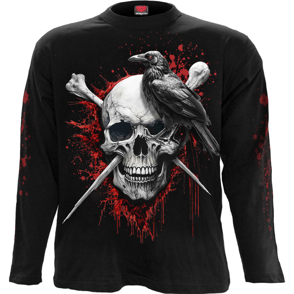 Spiral Unisex Long Sleeve T-Shirt: Death Raven (Black) (Back Print)