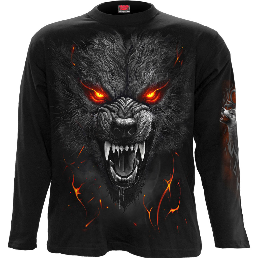 Spiral Unisex Long Sleeve T-Shirt: Darkest Fear (Black) (Back & Sleeve Print)