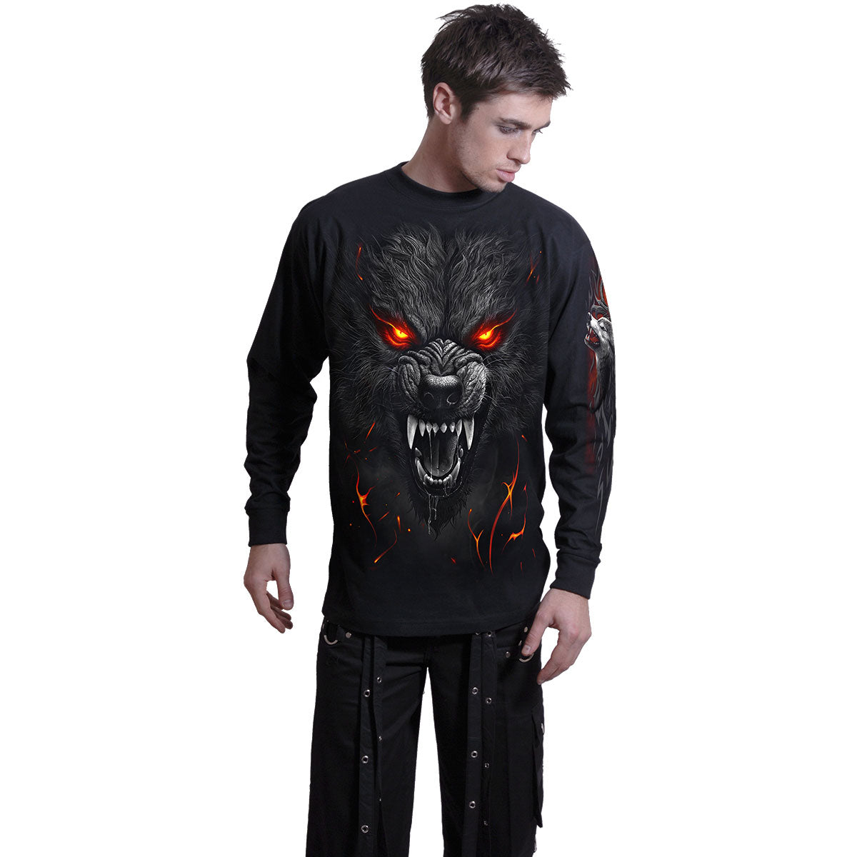 Spiral Unisex Long Sleeve T-Shirt: Darkest Fear (Black) (Back & Sleeve Print)