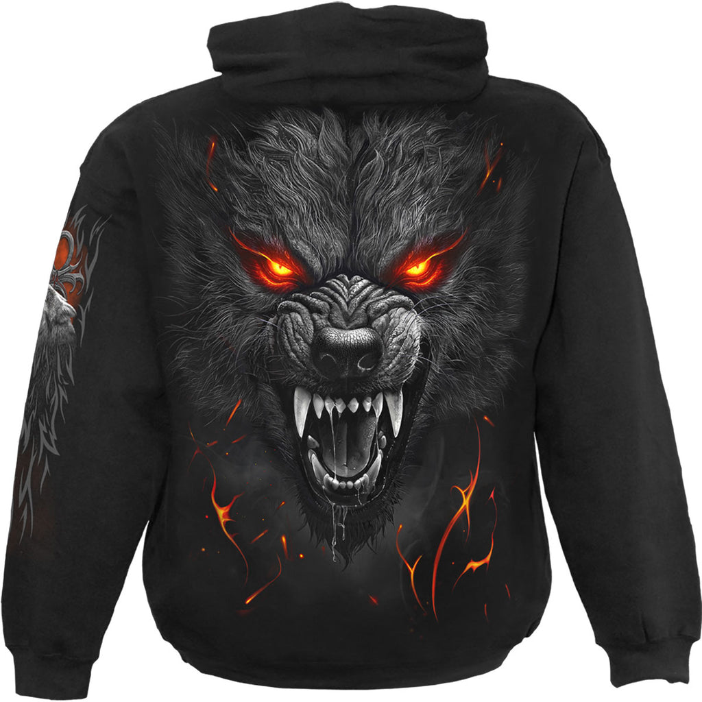 Spiral Unisex Pullover Hoodie: Darkest Fear (Black) (Back & Sleeve Print)