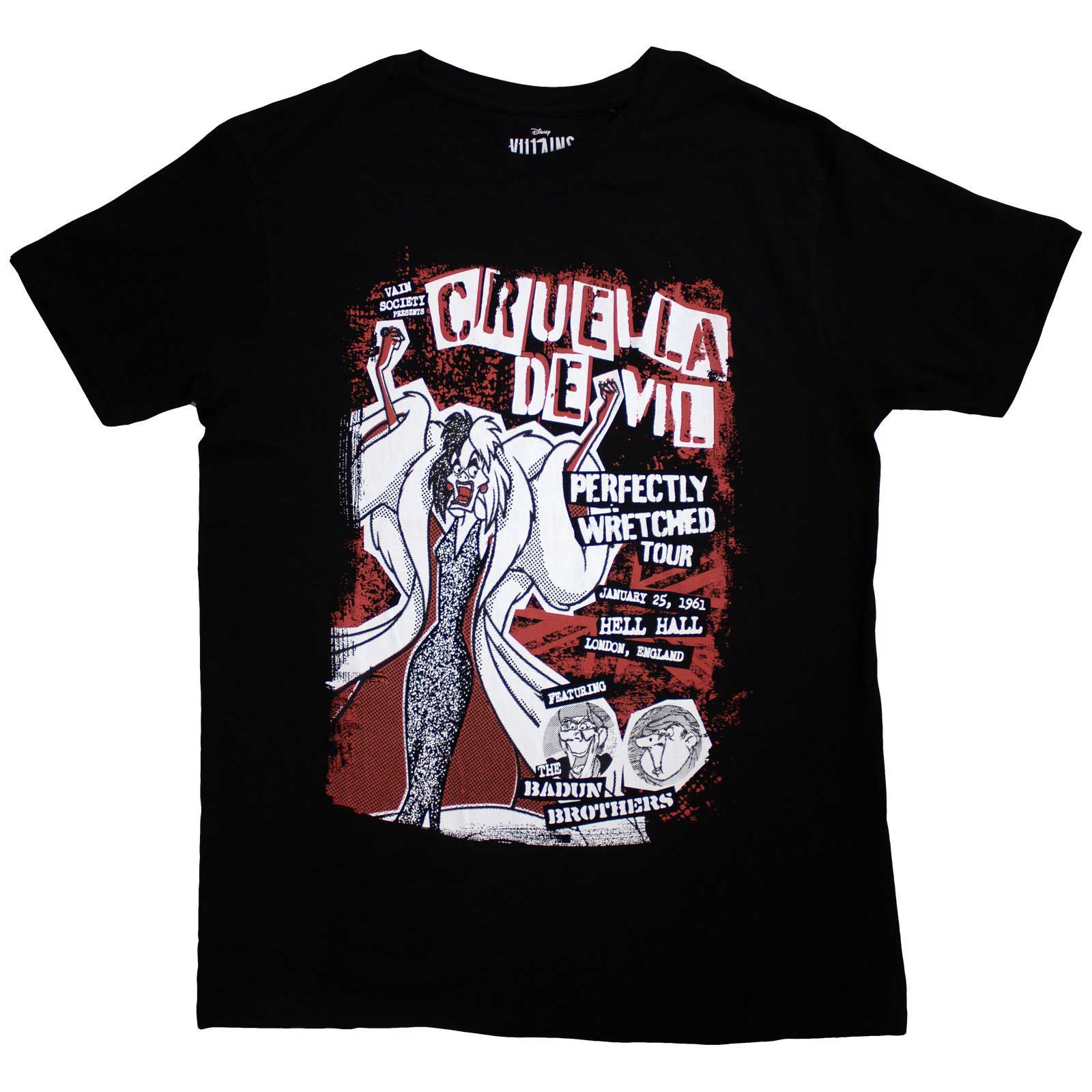 101 Dalmatians Unisex T-Shirt: Cruella Tour (Black)