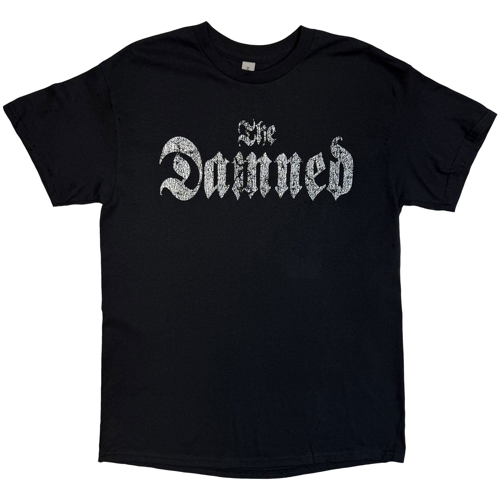 The Damned Unisex T-Shirt: Distressed Logo EU Tour Summer 24 (Black) (Back Print) (Ex-Tour)