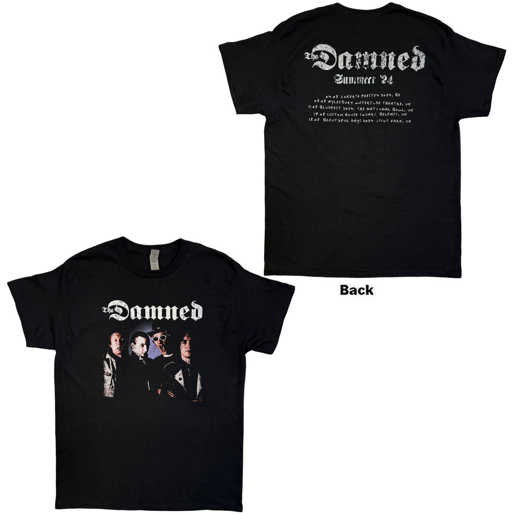 The Damned Unisex T-Shirt: Photo EU Tour Summer 24 (Black) (Back Print) (Ex-Tour)