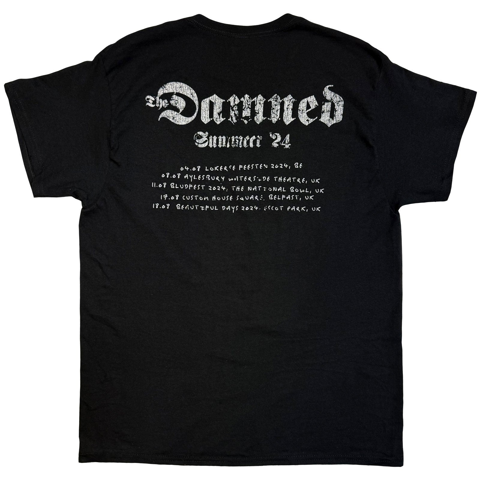 The Damned Unisex T-Shirt: Photo EU Tour Summer 24 (Black) (Back Print) (Ex-Tour)