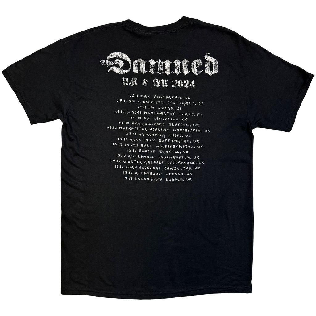 The Damned Unisex T-Shirt: Photo UK & EU Tour 24 (Black) (Back Print) (Ex-Tour)