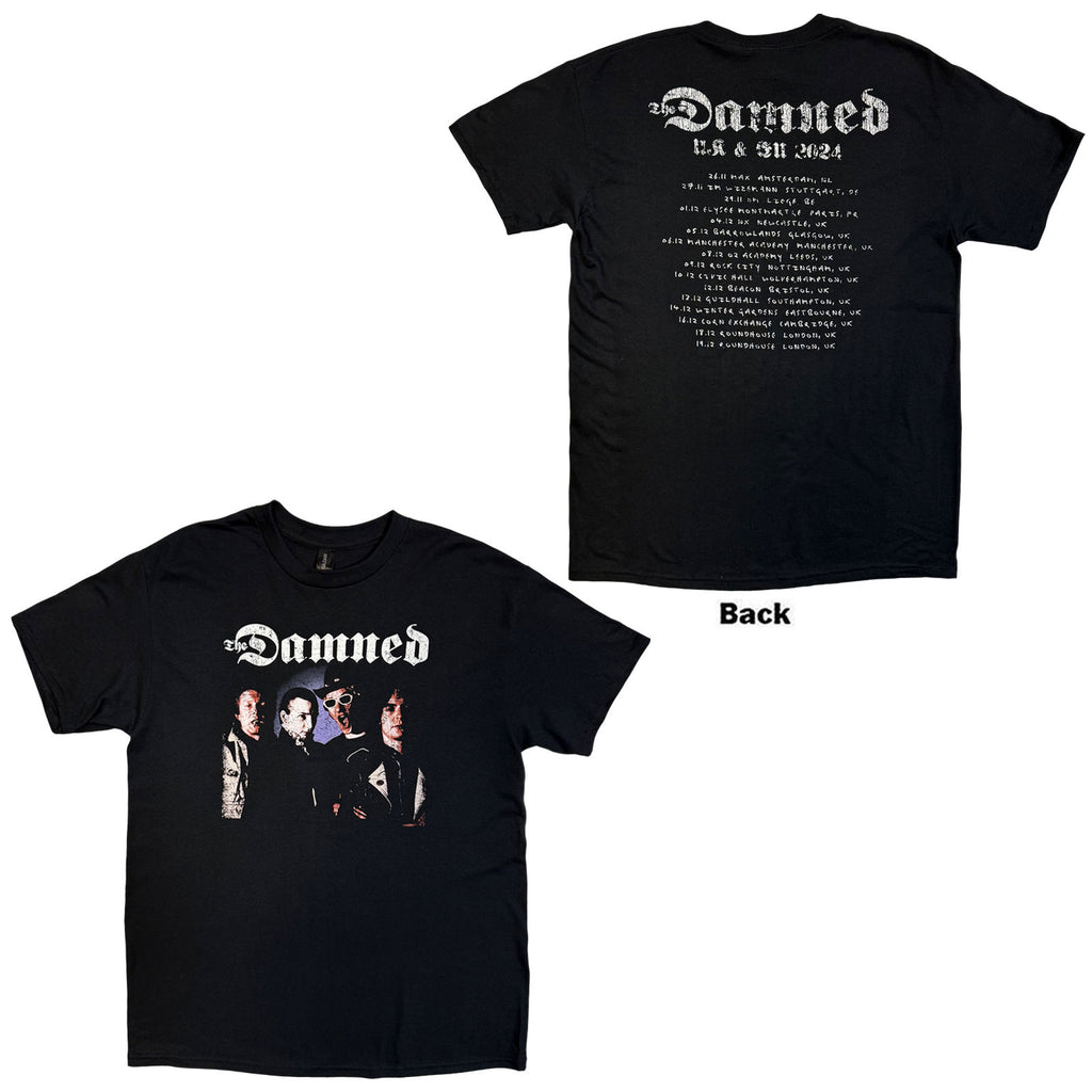 The Damned Unisex T-Shirt: Photo UK & EU Tour 24 (Black) (Back Print) (Ex-Tour)