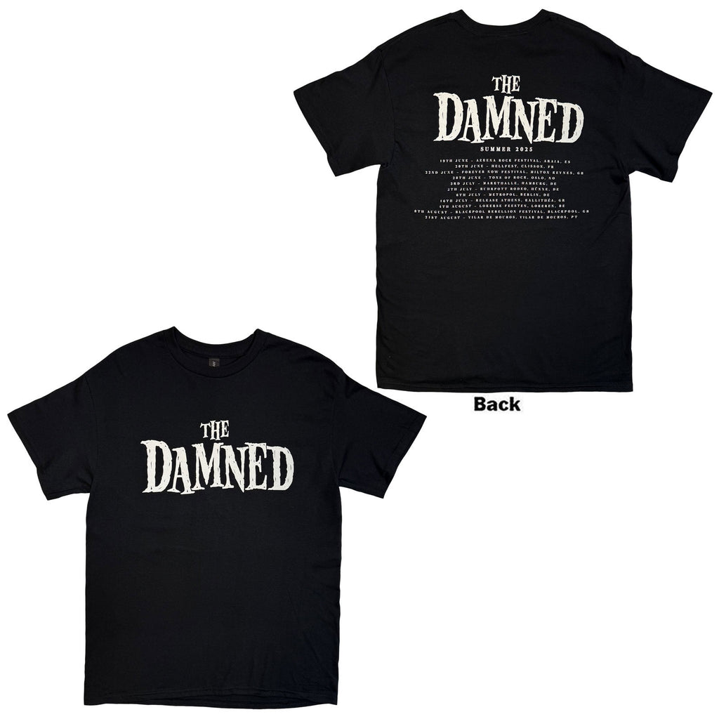 The Damned Unisex T-Shirt: Logo EU Tour Summer 25 (Black) (Back Print) (Ex-Tour)