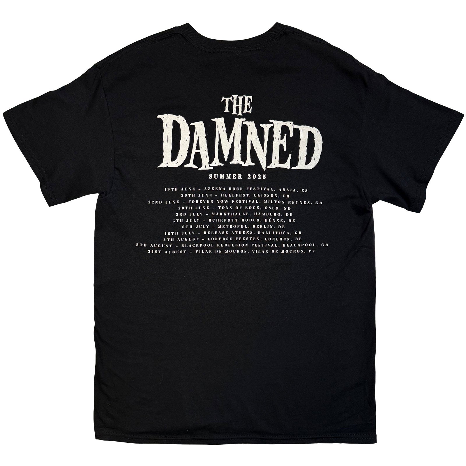 The Damned Unisex T-Shirt: Logo EU Tour Summer 25 (Black) (Back Print) (Ex-Tour)