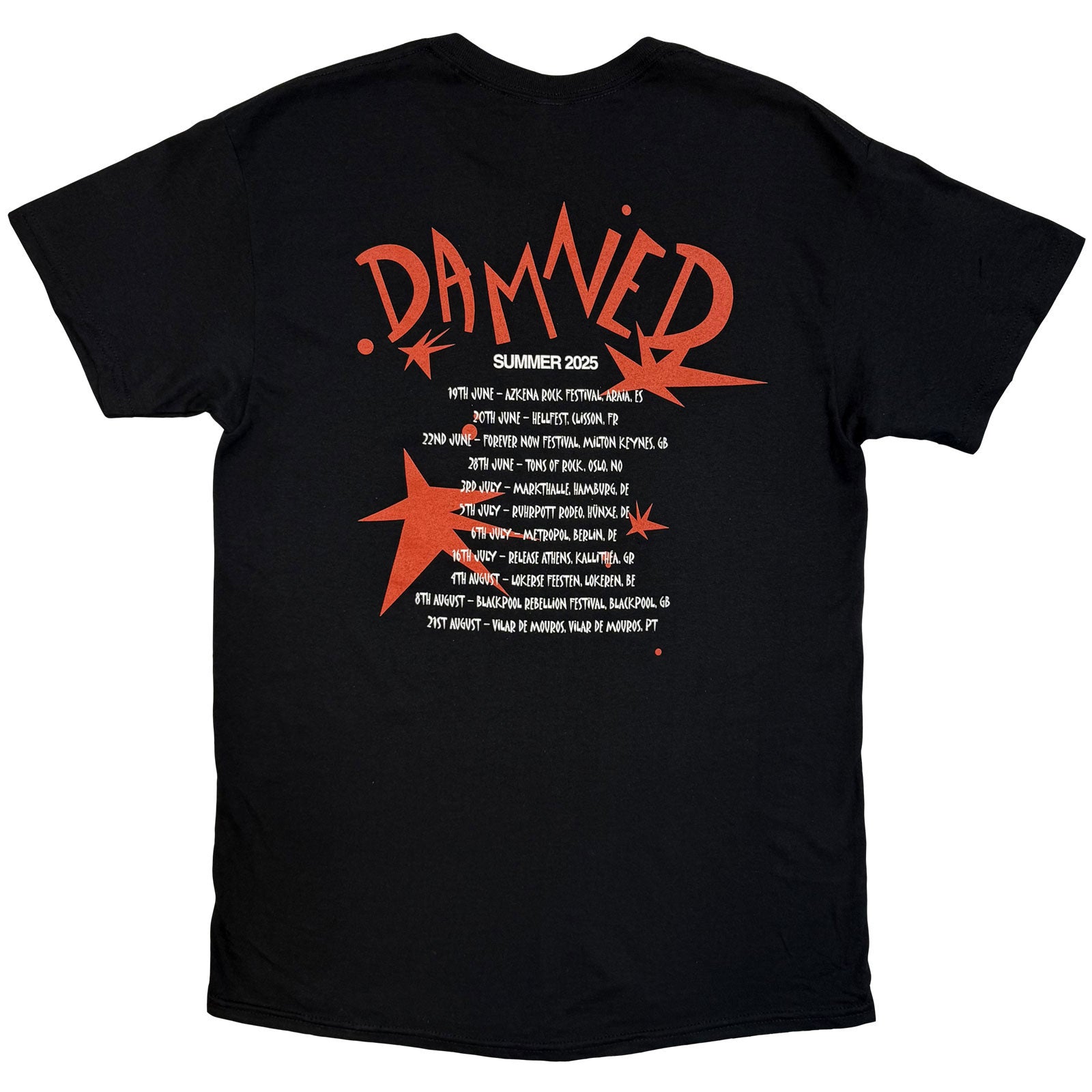 The Damned Unisex T-Shirt: Cartoon EU Tour Summer 25 (Black) (Back Print) (Ex-Tour)