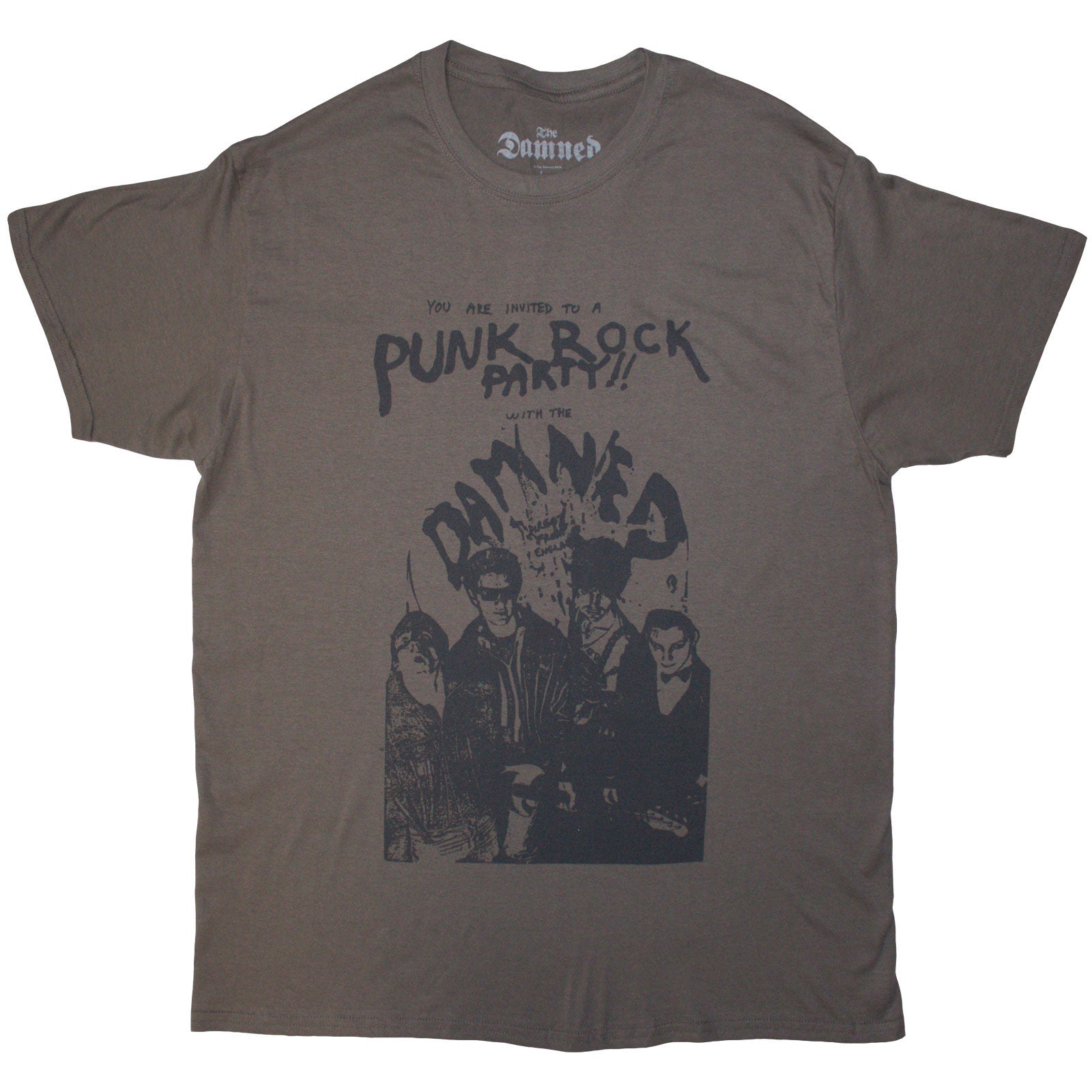 The Damned Unisex T-Shirt: Party Flyer (Grey)