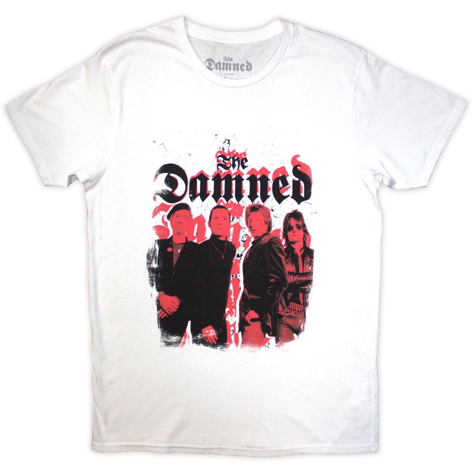 The Damned Unisex T-Shirt: Repeat Logo Photo (White)