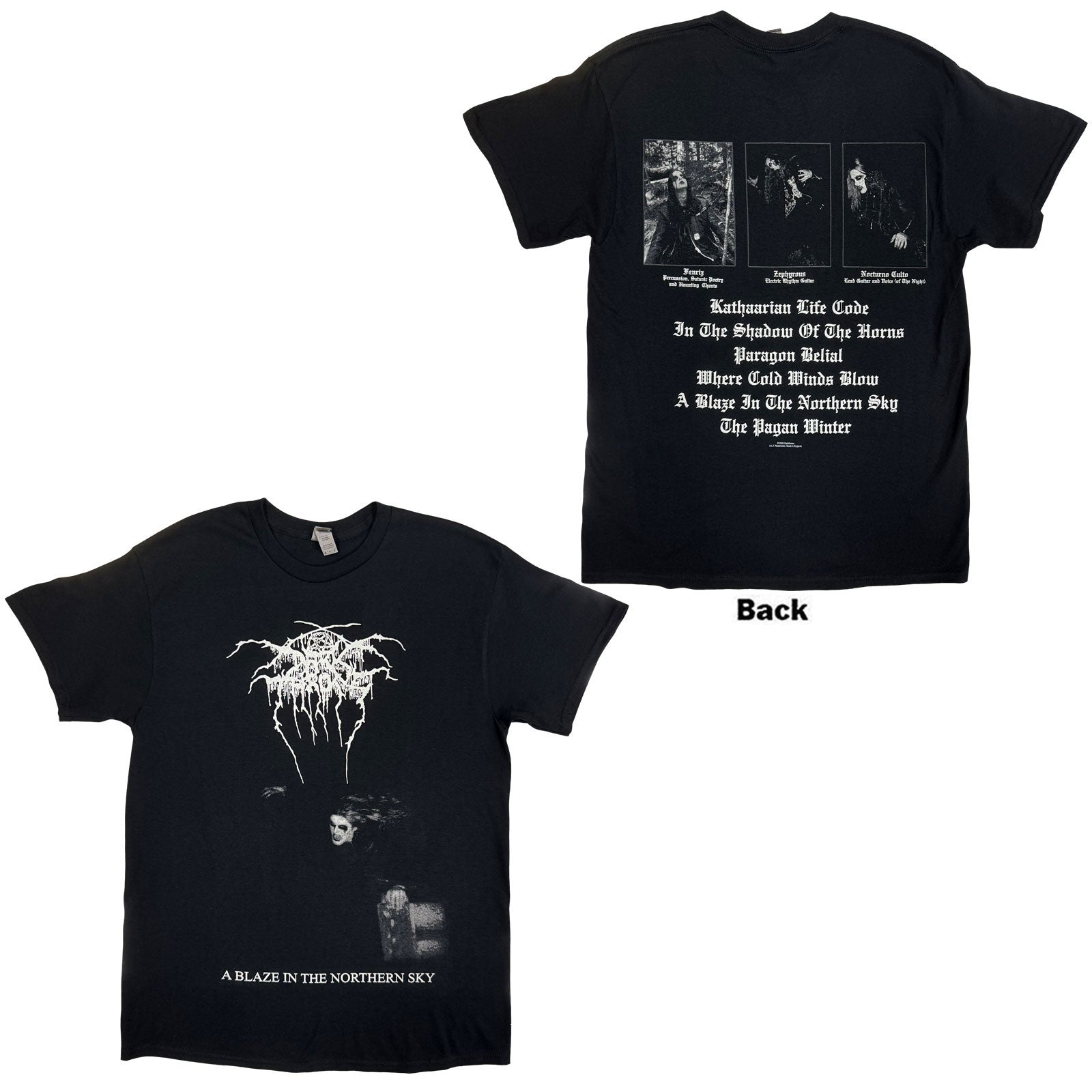 Darkthrone Unisex T-Shirt: A Blaze In The Northern Sky (Black) (Back Print)