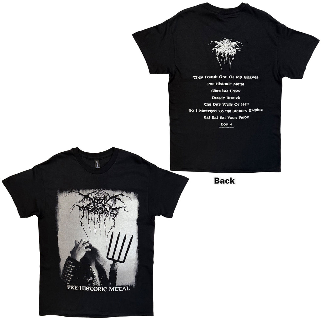 Darkthrone Unisex T-Shirt: Pre-Historic Metal (Black) (Back Print)