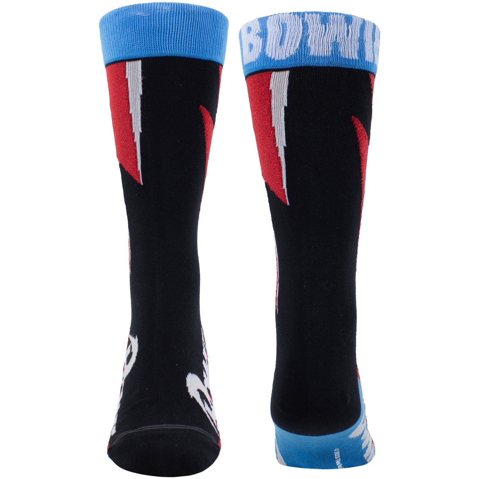 David Bowie Unisex Crew Socks: Red Flash (Black)  (UK Size 6.5 - 11)