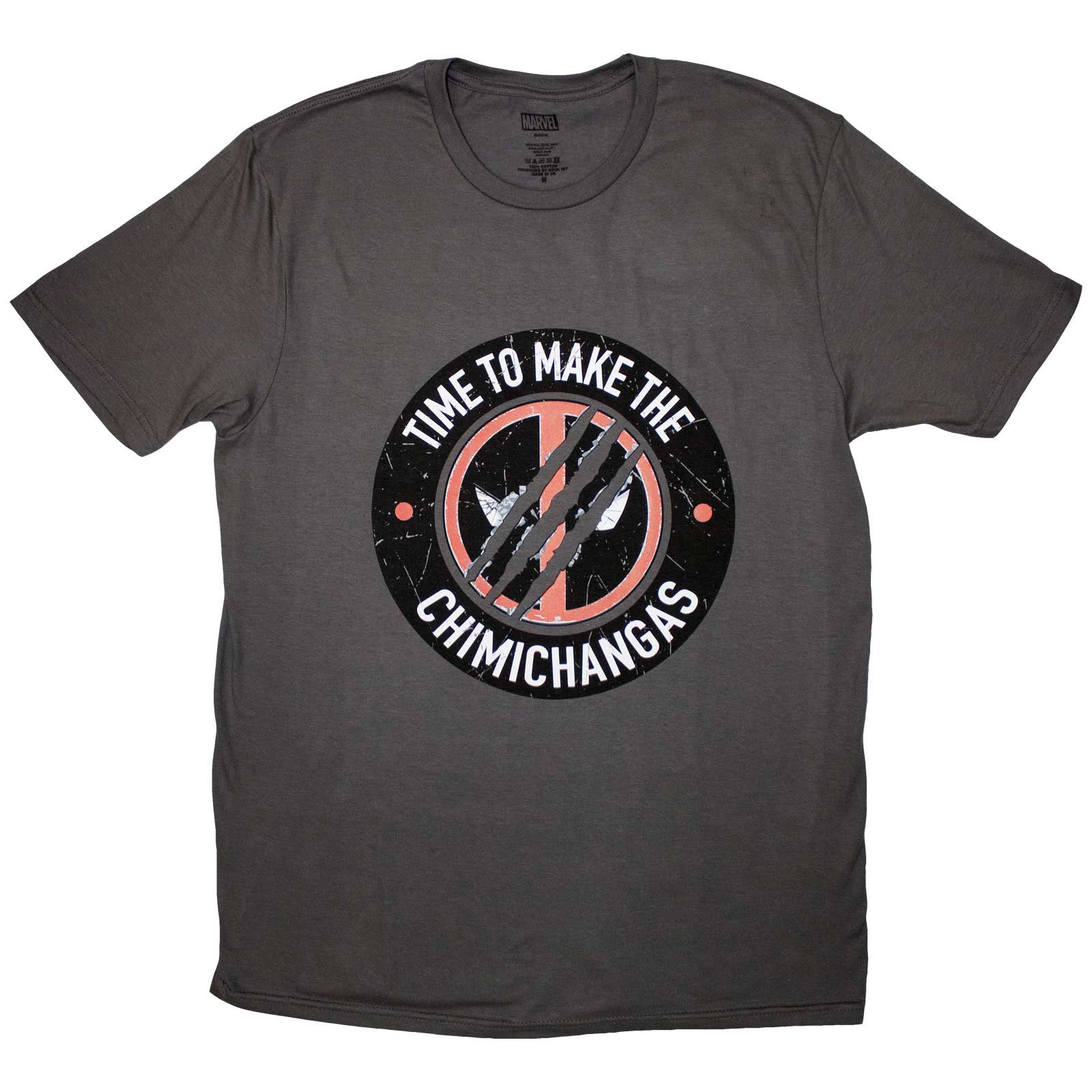 Marvel Comics Unisex T-Shirt: Deadpool Chimichanga (Charcoal Grey)