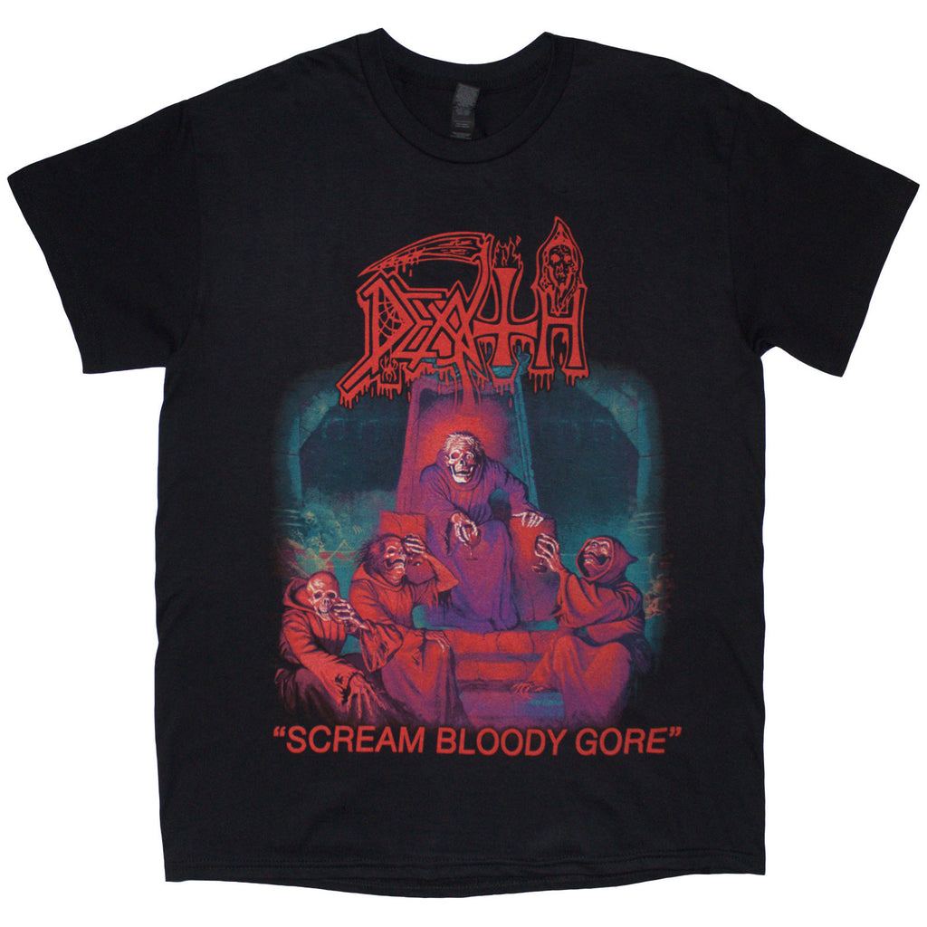 Death Unisex T-Shirt: Scream Bloody Gore (Black) (Back Print)