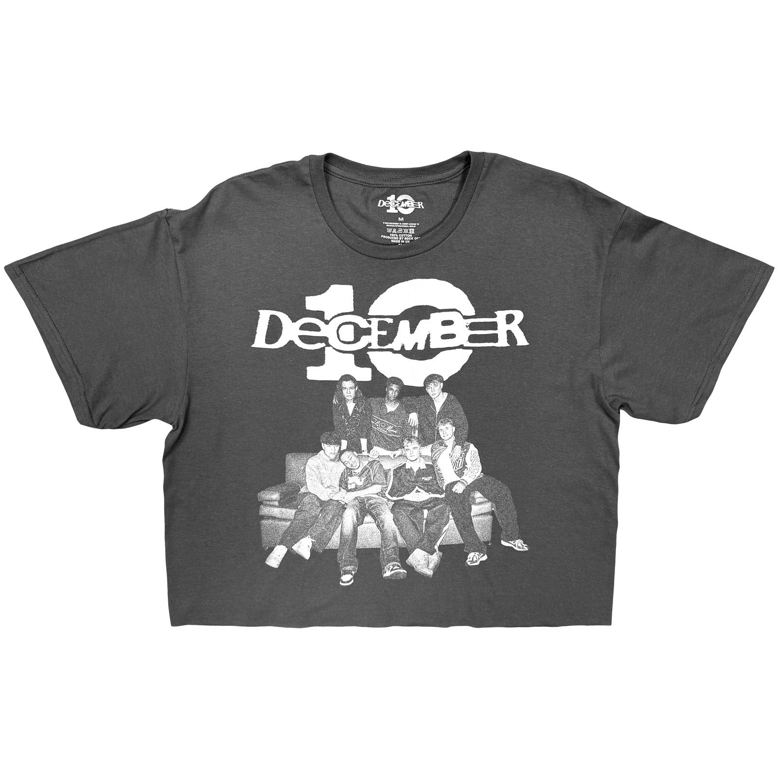 December 10. Ladies Crop Top: Group White Logo (Charcoal Grey)
