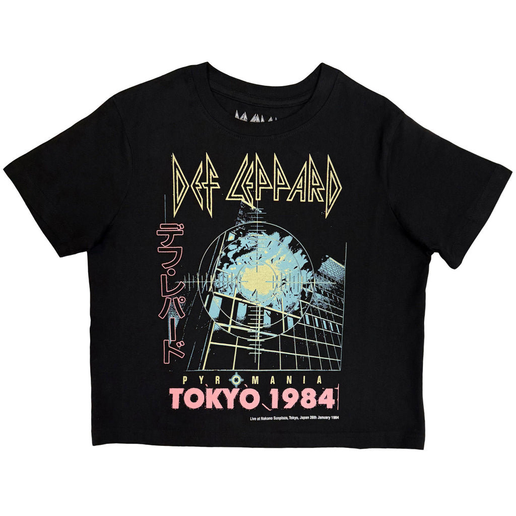 Def Leppard Ladies Crop Top: Tokyo (Black)