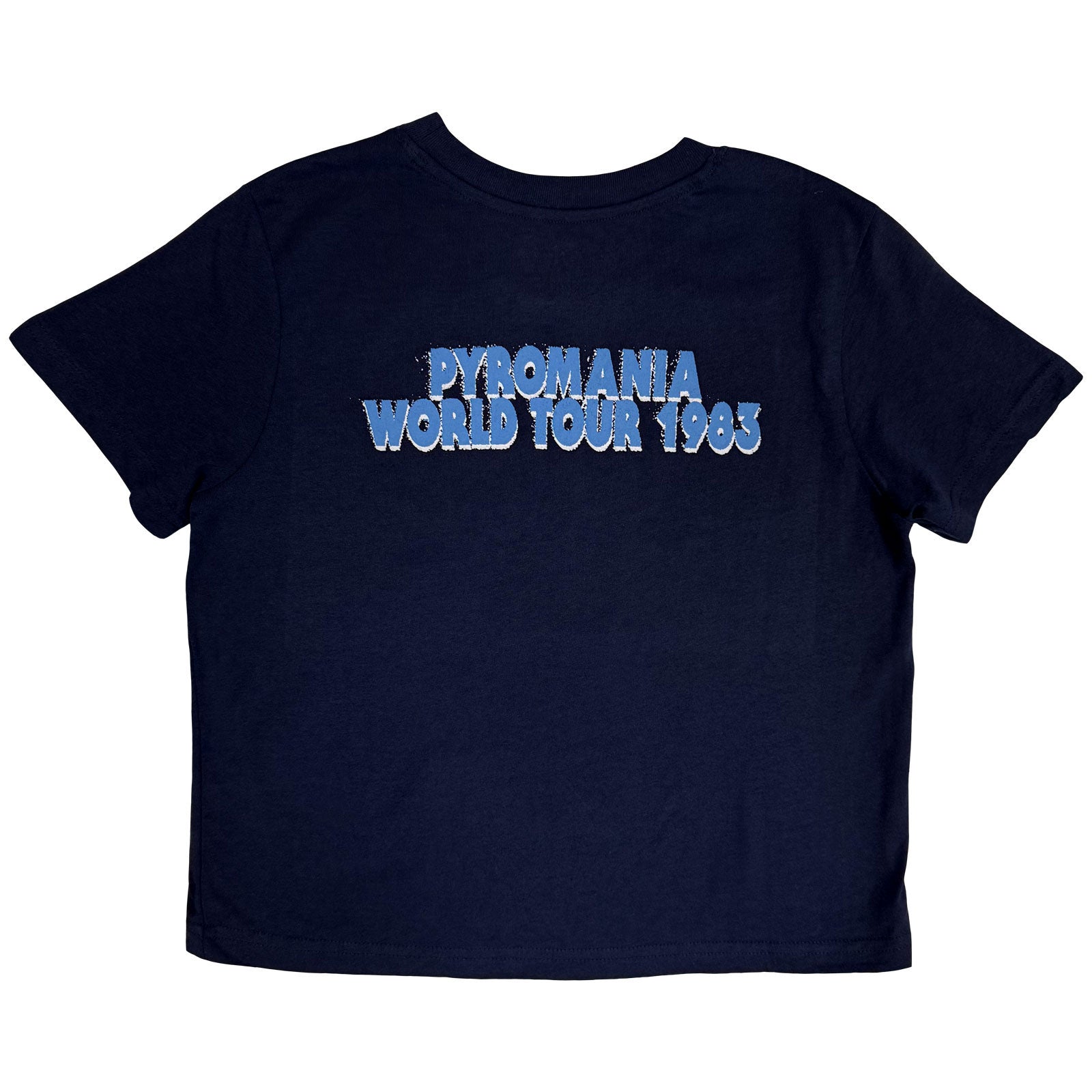 Def Leppard Ladies Crop Top: Pyro Tour (Navy Blue) (Back Print)
