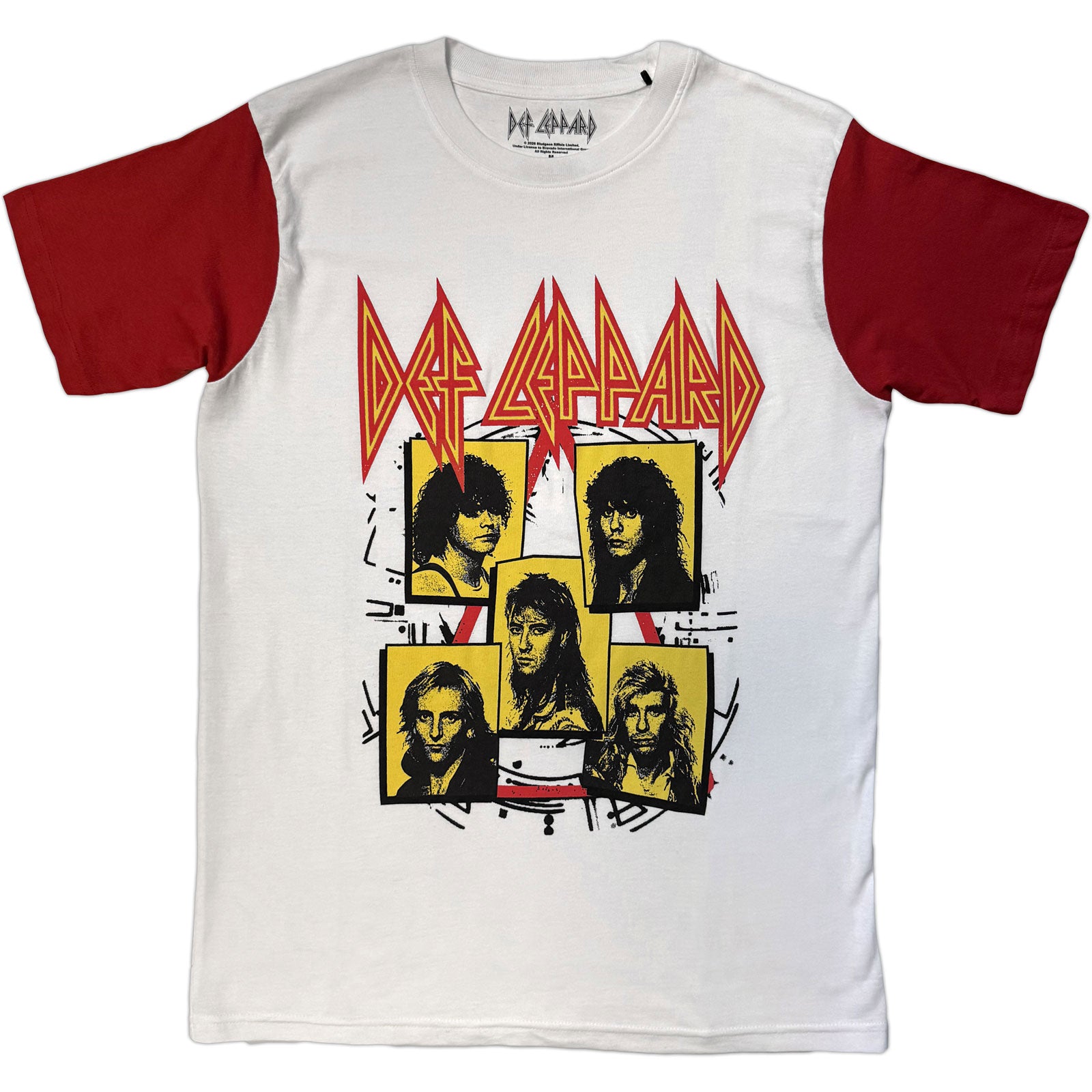 Def Leppard Unisex Raglan T-Shirt: Band Frame (Red & White)