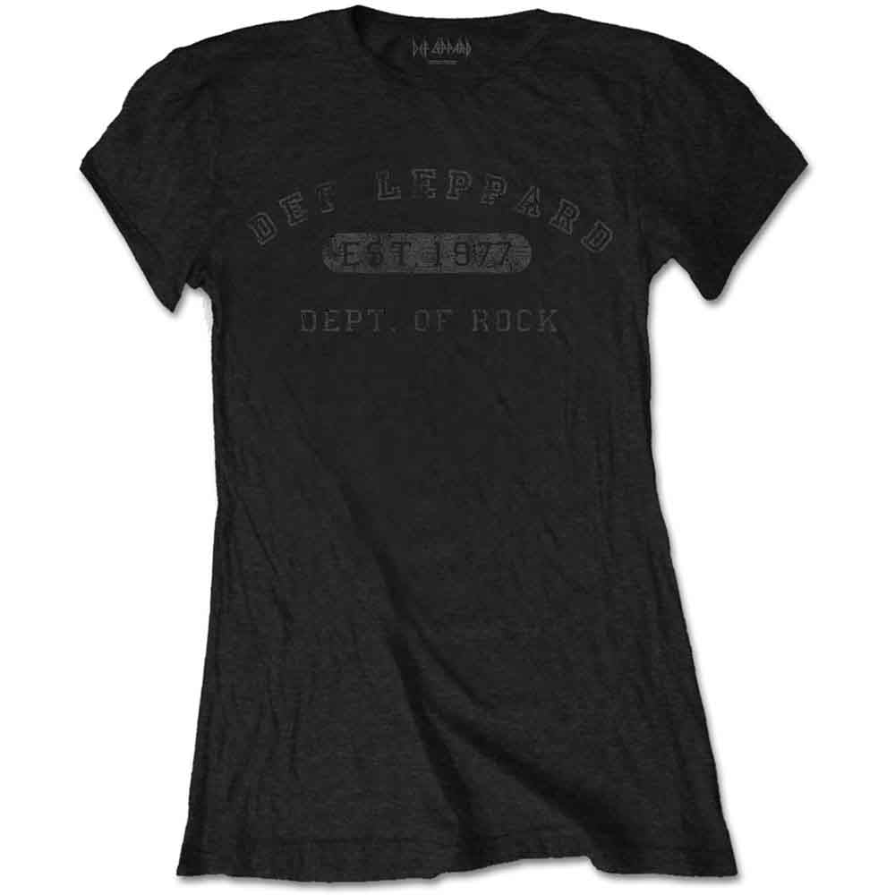 Def Leppard Ladies T-Shirt: Collegiate Logo (Black)