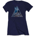 Def Leppard Ladies T-Shirt: Triangle Logo (Navy Blue)