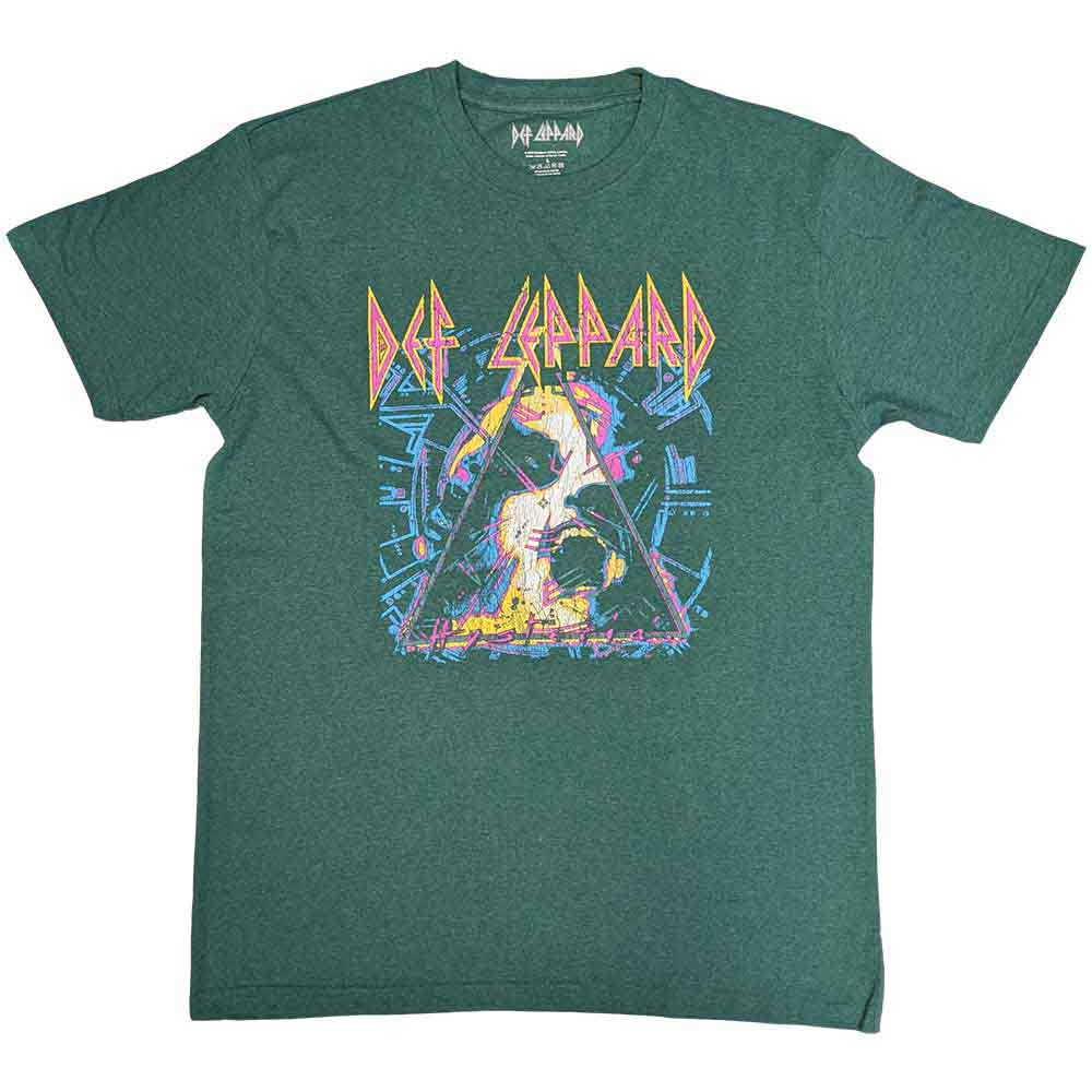 Def Leppard Unisex T-Shirt: Hysteria Album Art (Green)