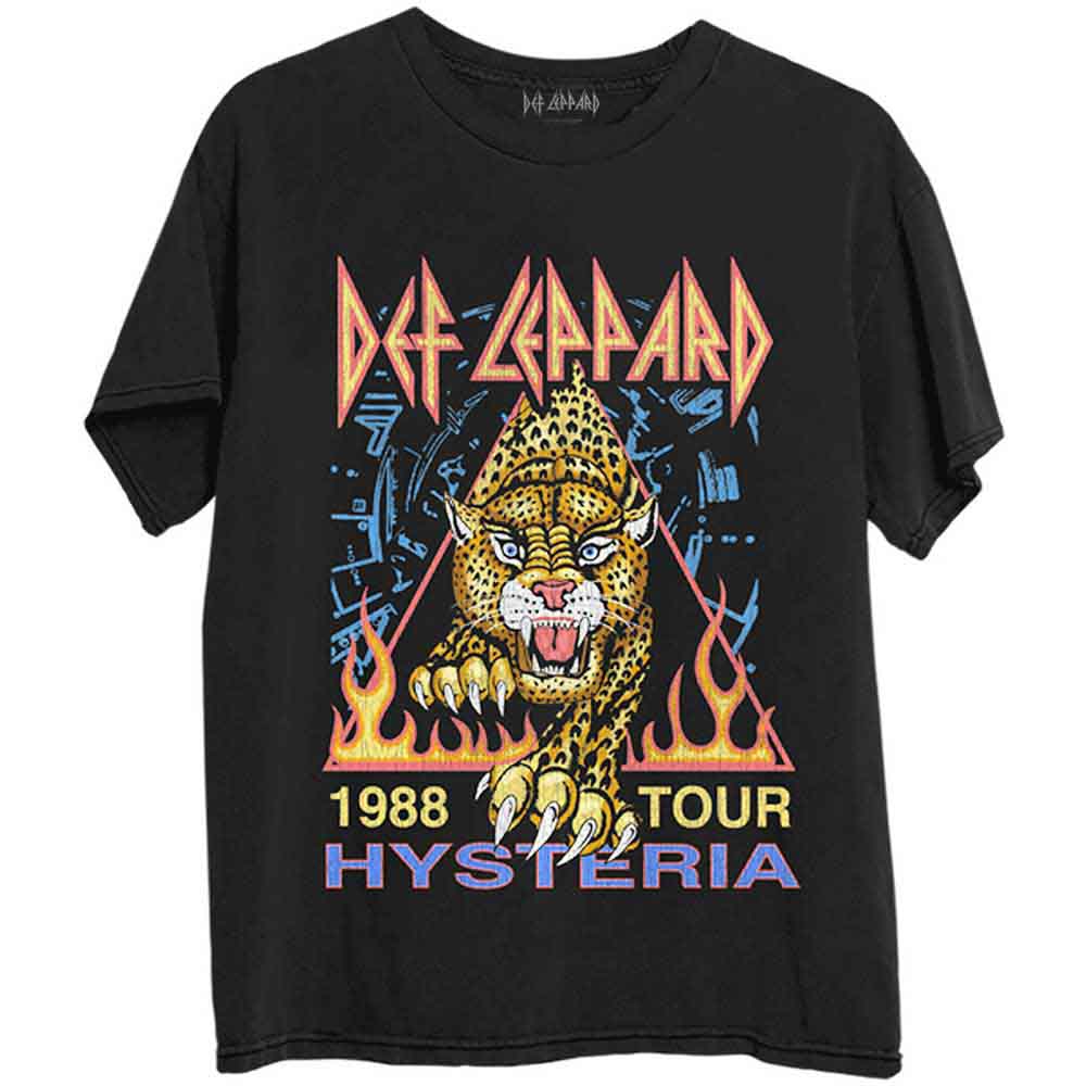 Def Leppard Unisex T-Shirt: Hysteria '88 (Black) (Back Print)