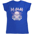 Def Leppard Ladies T-Shirt: Pour Some Sugar On Me Skull Tour 2019 (Blue) (Ex-Tour)