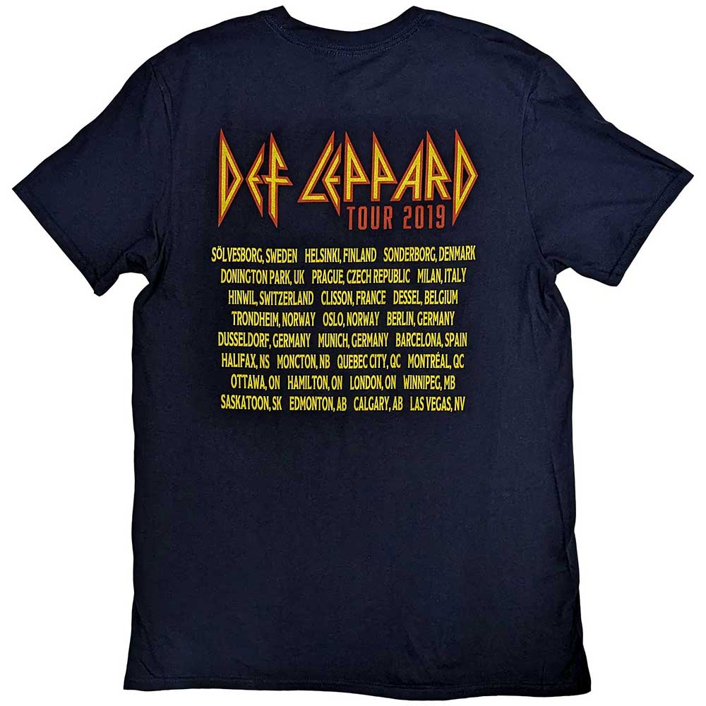 Def Leppard Unisex T-Shirt: Rock Of Ages Tour 2019 (Navy Blue) (Back Print & Ex-Tour)