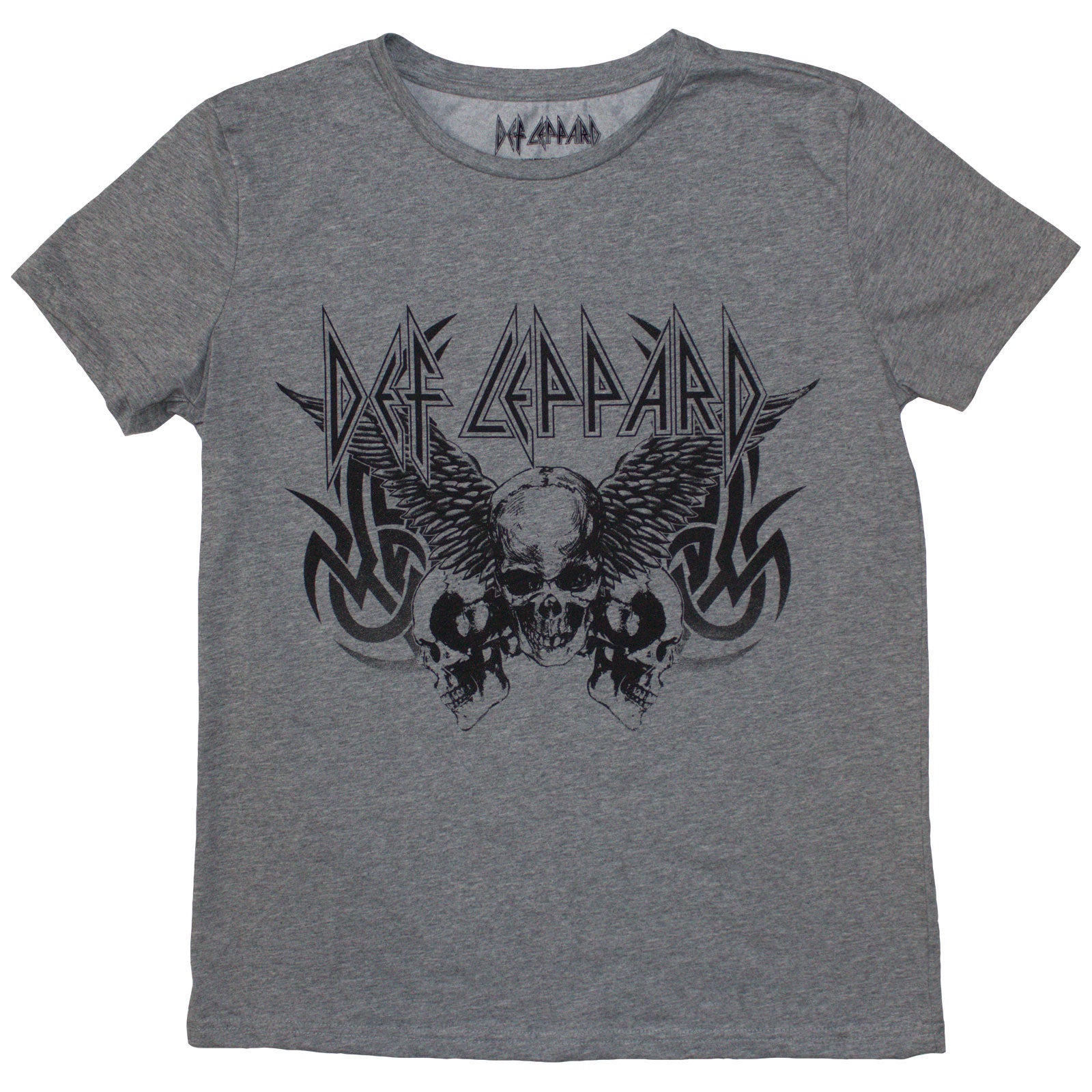 Def Leppard Ladies T-Shirt: Tribal Skull (Grey)