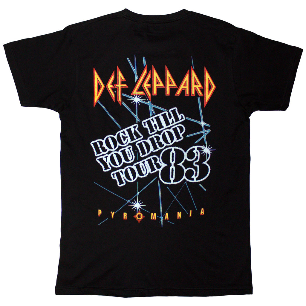 Def Leppard Unisex T-Shirt: Rock Till You Drop (Black) (Back Print)
