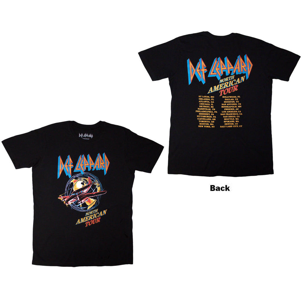 Def Leppard Unisex T-Shirt: North American Tour (Black) (Back Print)