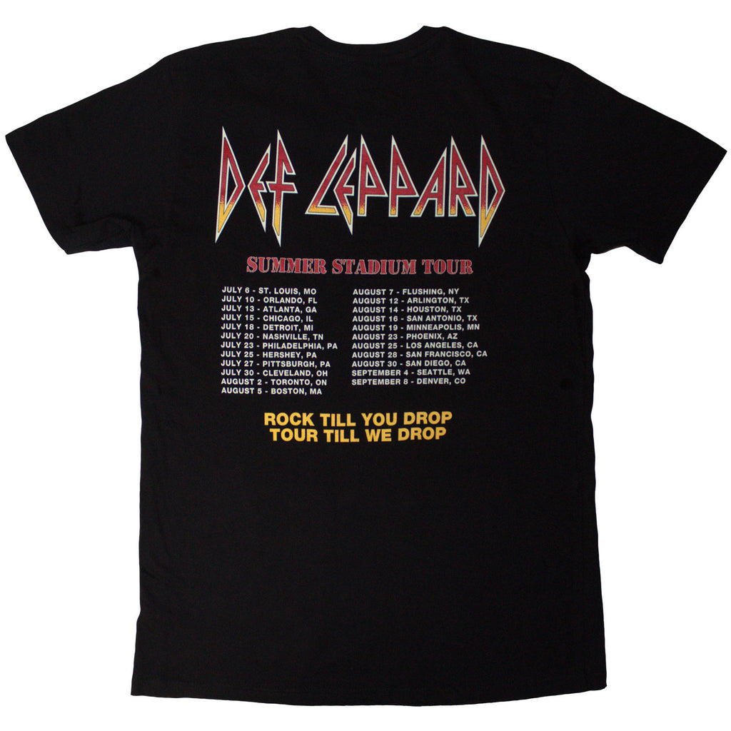 Def Leppard Unisex T-Shirt: Summer Stadium Tour (Black) (Back Print)