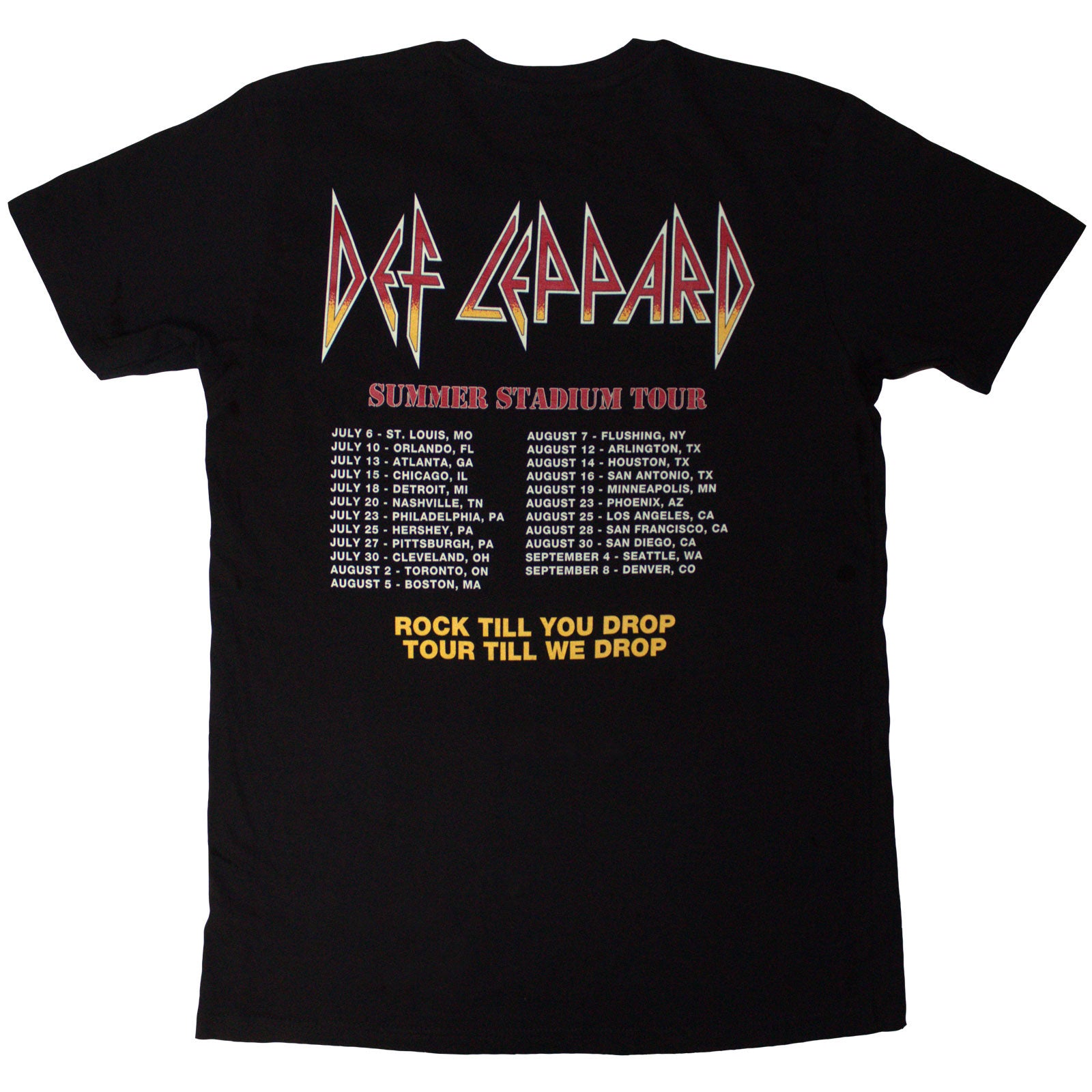 Def Leppard Unisex T-Shirt: Summer Stadium Tour (Black) (Back Print)