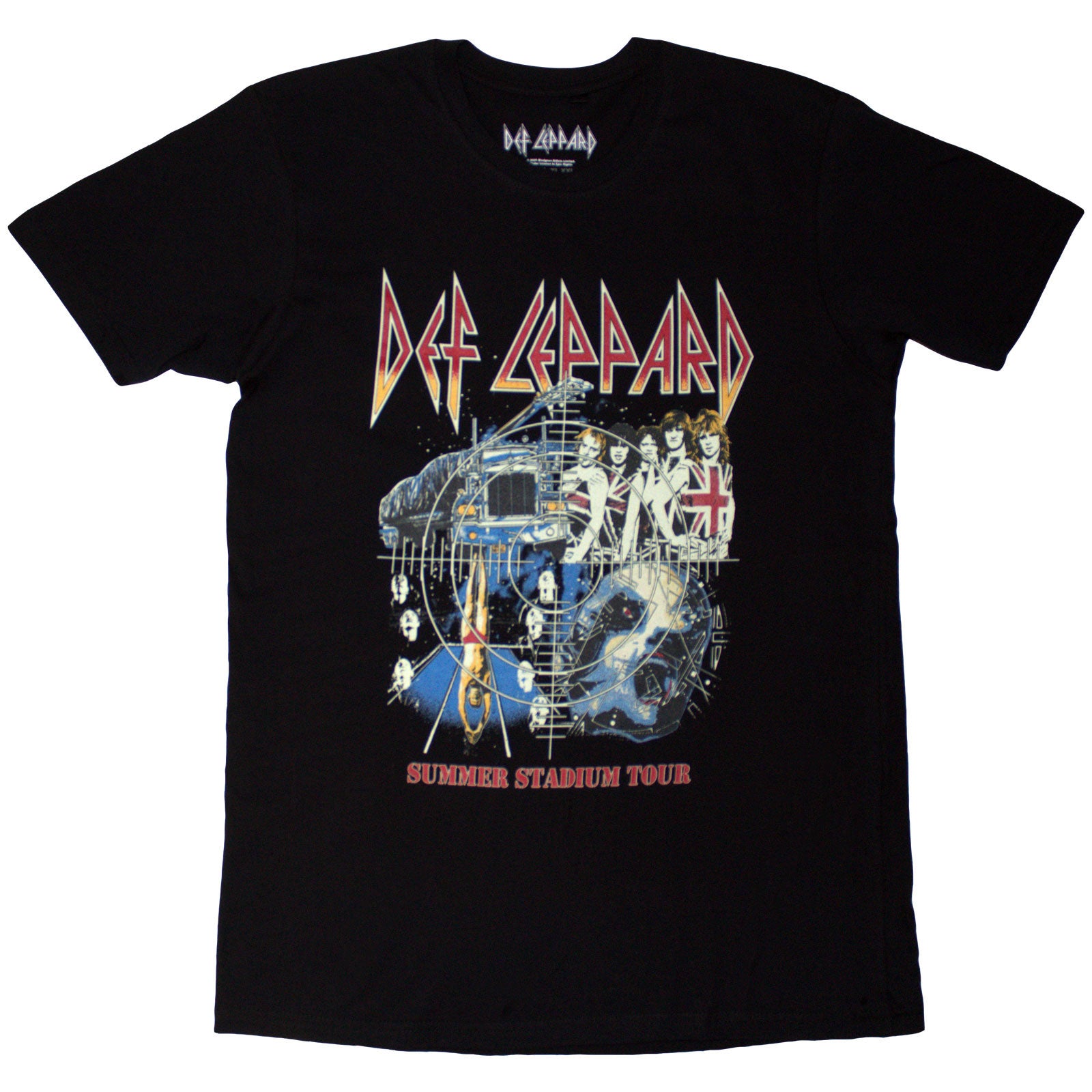 Def Leppard Unisex T-Shirt: Summer Stadium Tour (Black) (Back Print)
