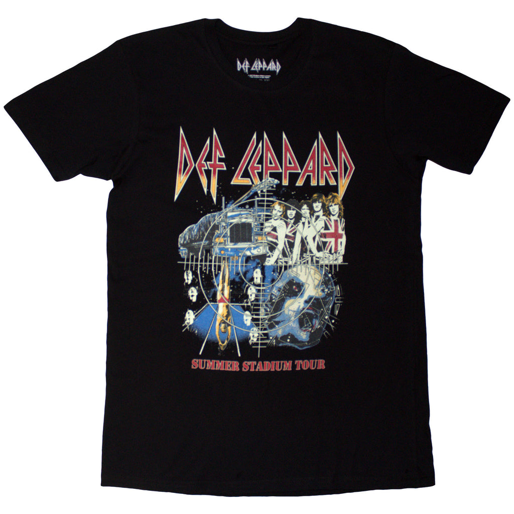 Def Leppard Unisex T-Shirt: Summer Stadium Tour (Black) (Back Print)