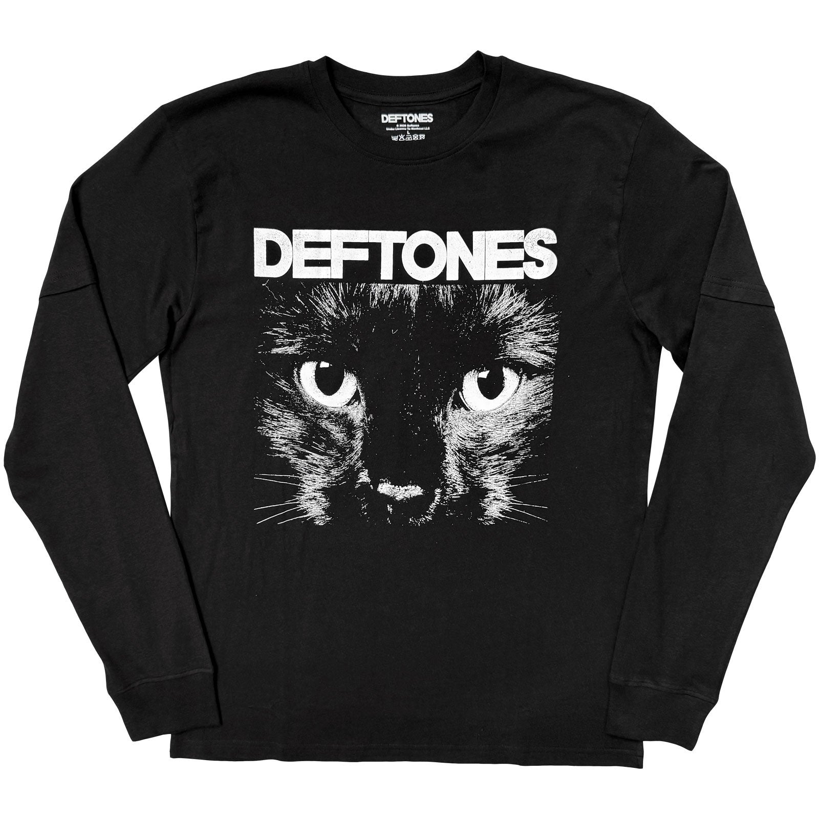 Deftones Unisex 2 In 1 Layered Long Sleeve T-Shirt: Sphynx (Black)