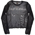 Deftones Ladies Long Sleeve Mesh Crop Top: Sphynx (Black)
