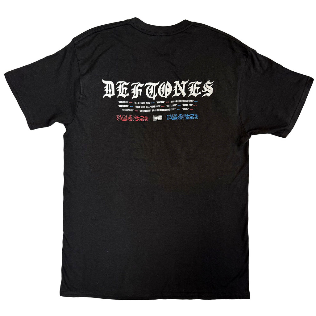 Deftones Unisex T-Shirt: Static Skull (Black) (Back Print)
