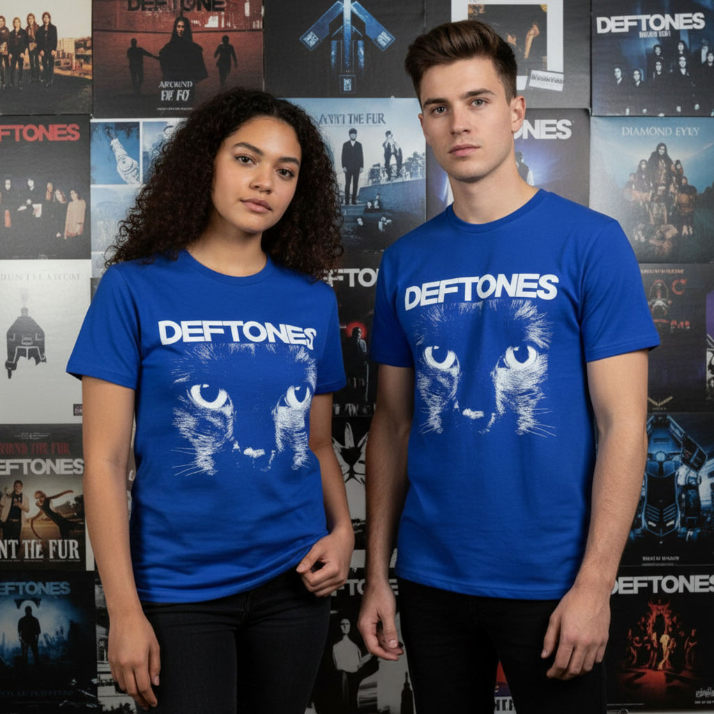 Deftones Unisex Unplugged T-Shirt: Sphynx (Blue) (Back Print)