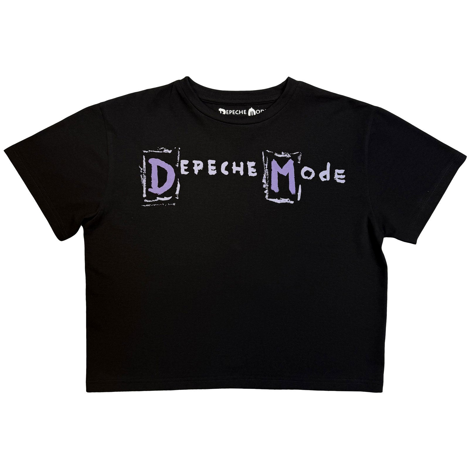 Depeche Mode Ladies Crop Top: Hand Painted Logo (Black)