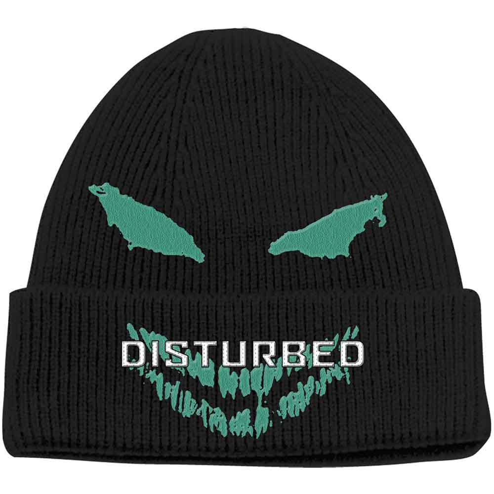 Disturbed Unisex Beanie Hat: Green Face (Black)