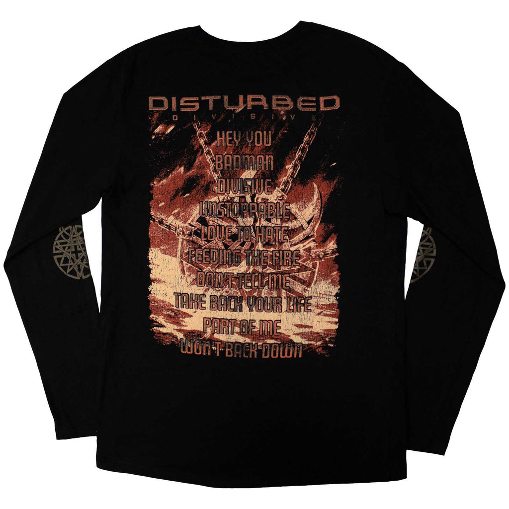 Disturbed Unisex Long Sleeve T-Shirt: European Tour '23 Divisive (Black) (Back Print & Ex-Tour)