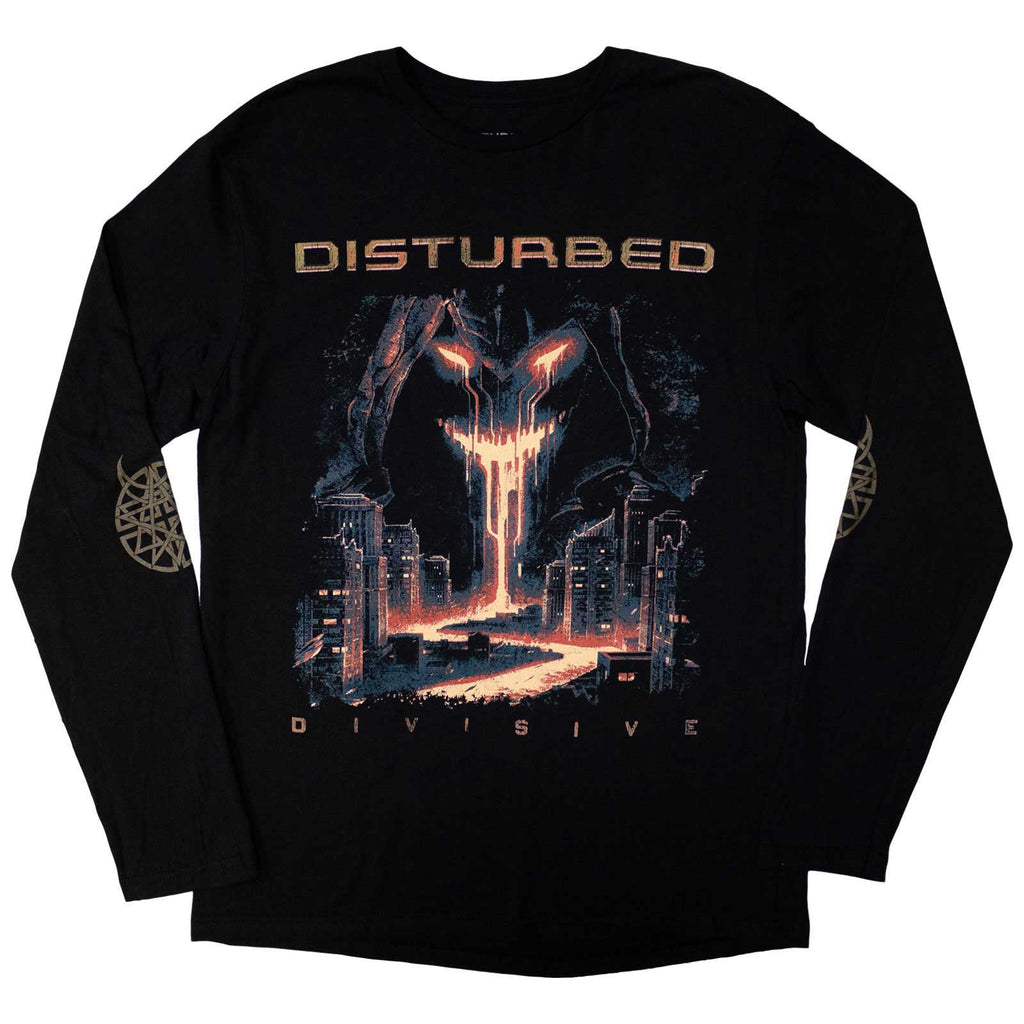 Disturbed Unisex Long Sleeve T-Shirt: European Tour '23 Divisive (Black) (Back Print & Ex-Tour)