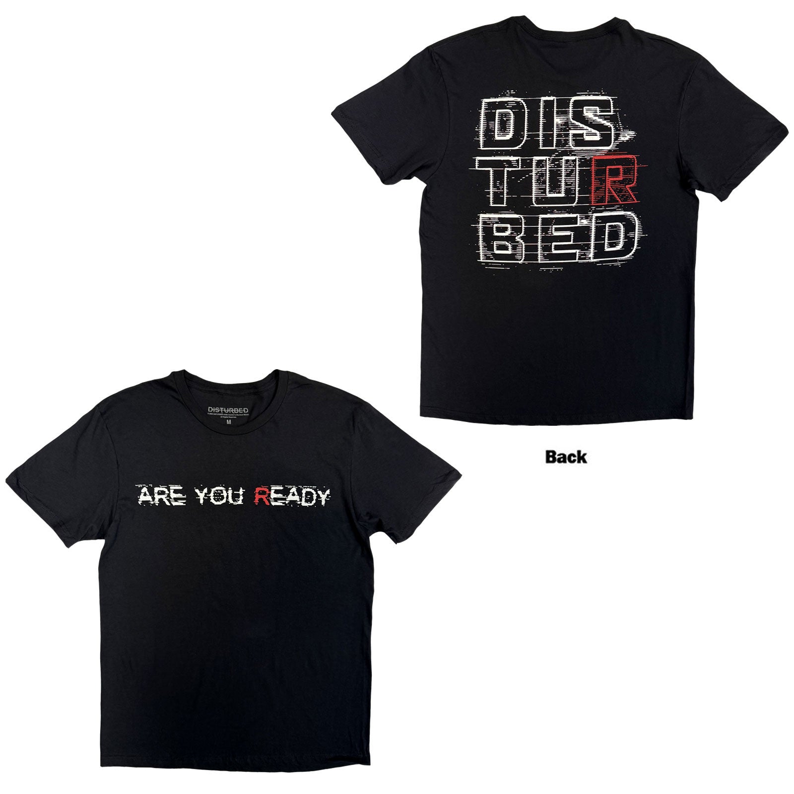 Disturbed Unisex T-Shirt: Are You Ready? (Black) (Back Print)