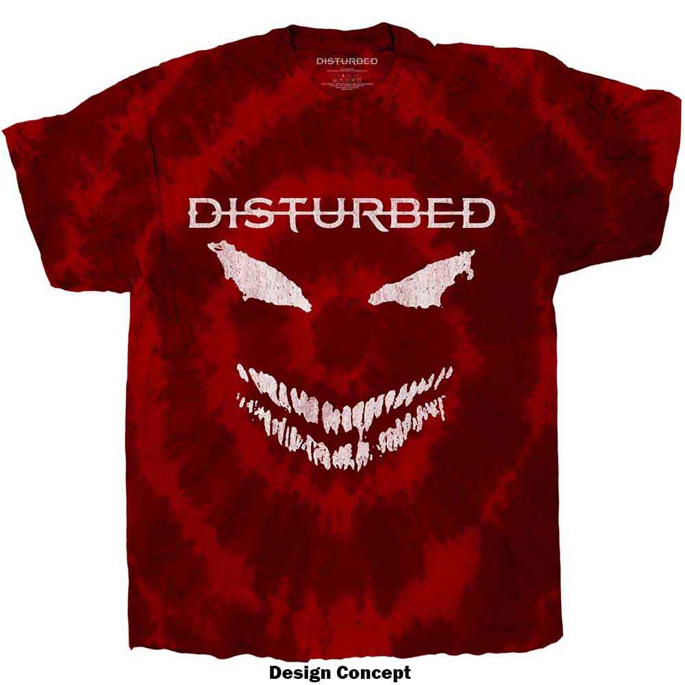 Disturbed Unisex T-Shirt: Scary Face (Red) (Wash Collection)