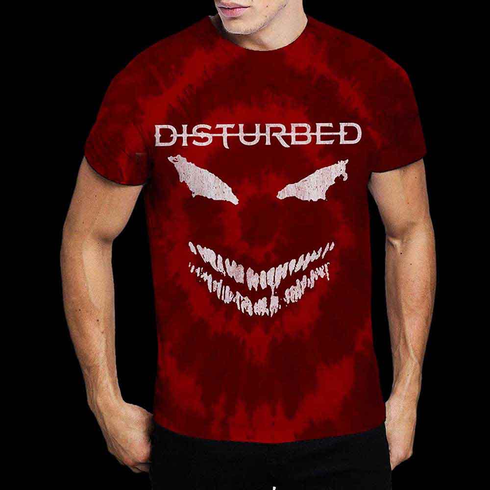 Disturbed Unisex T-Shirt: Scary Face (Red) (Wash Collection)